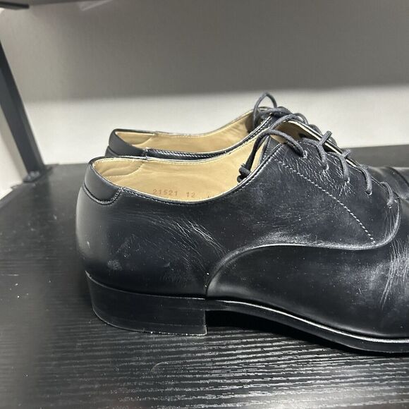 Magnanni Flex Mens Size 12 Black Leather Dress Shoes Cap Toe - Picture 2 of 13